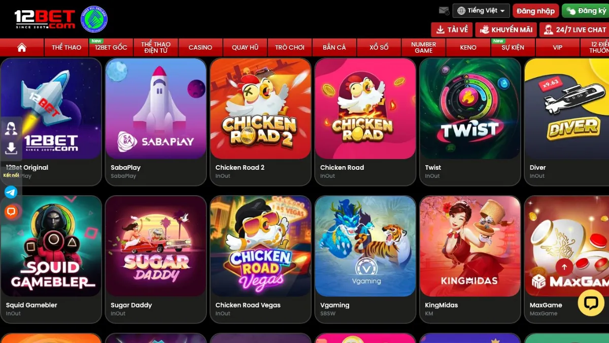 12Bet P2P - đấu trường casino sôi động player vs player