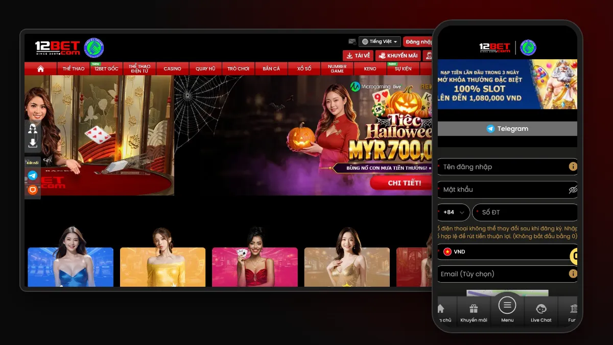Casino 12Bet - sòng bạc trực tuyến với 16+ sảnh casino live