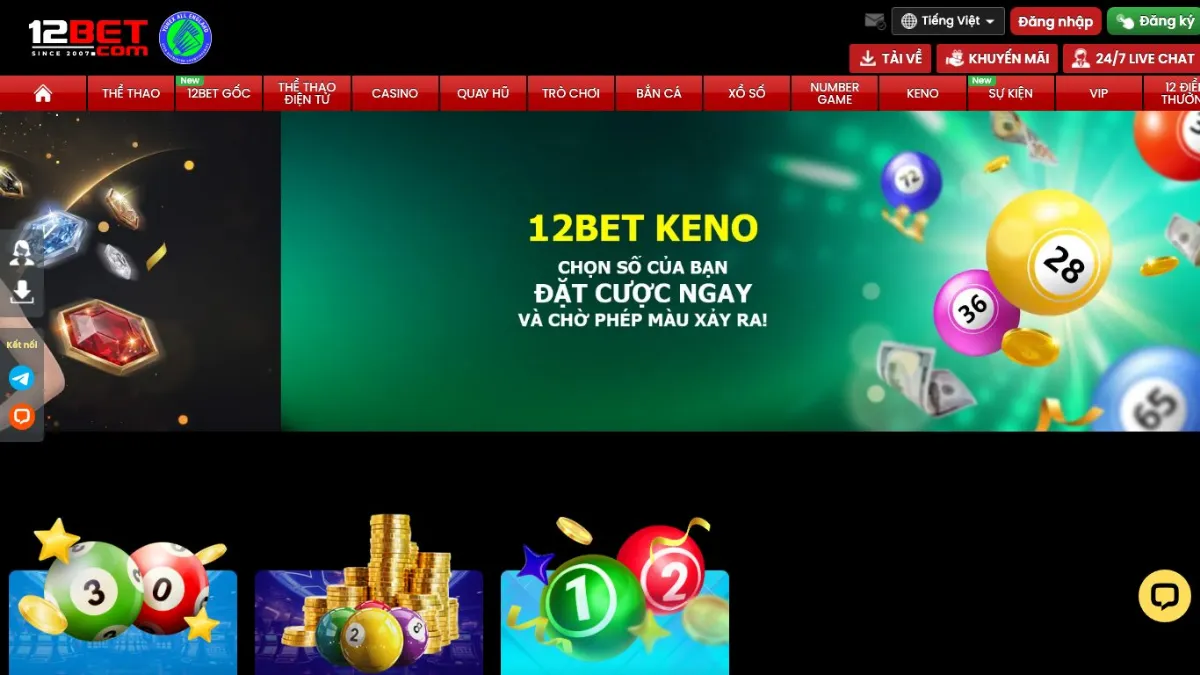 Keno 12Bet - hướng dẫn chơi Keno online tại 12Bet