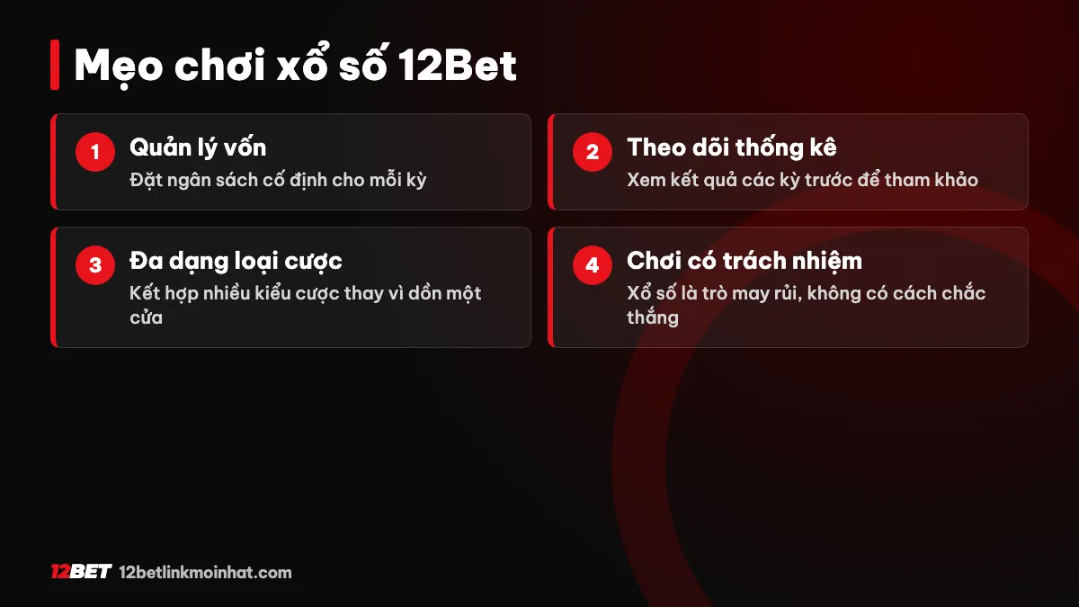 Mẹo chơi xổ số 12Bet - chiến thuật tối ưu cơ hội thắng