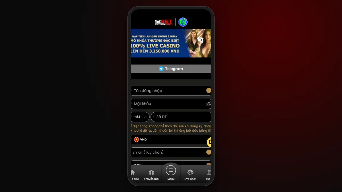 Thưởng chào mừng đăng ký 12Bet - nhận 3 triệu đồng khi nạp lần đầu