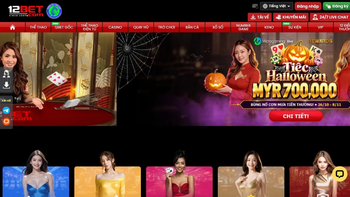 Trò chơi Playtech 12Bet - Baccarat Roulette Blackjack live dealer